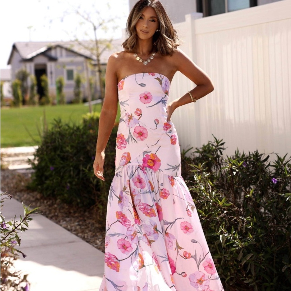 Floral Strapless Maxi Dress